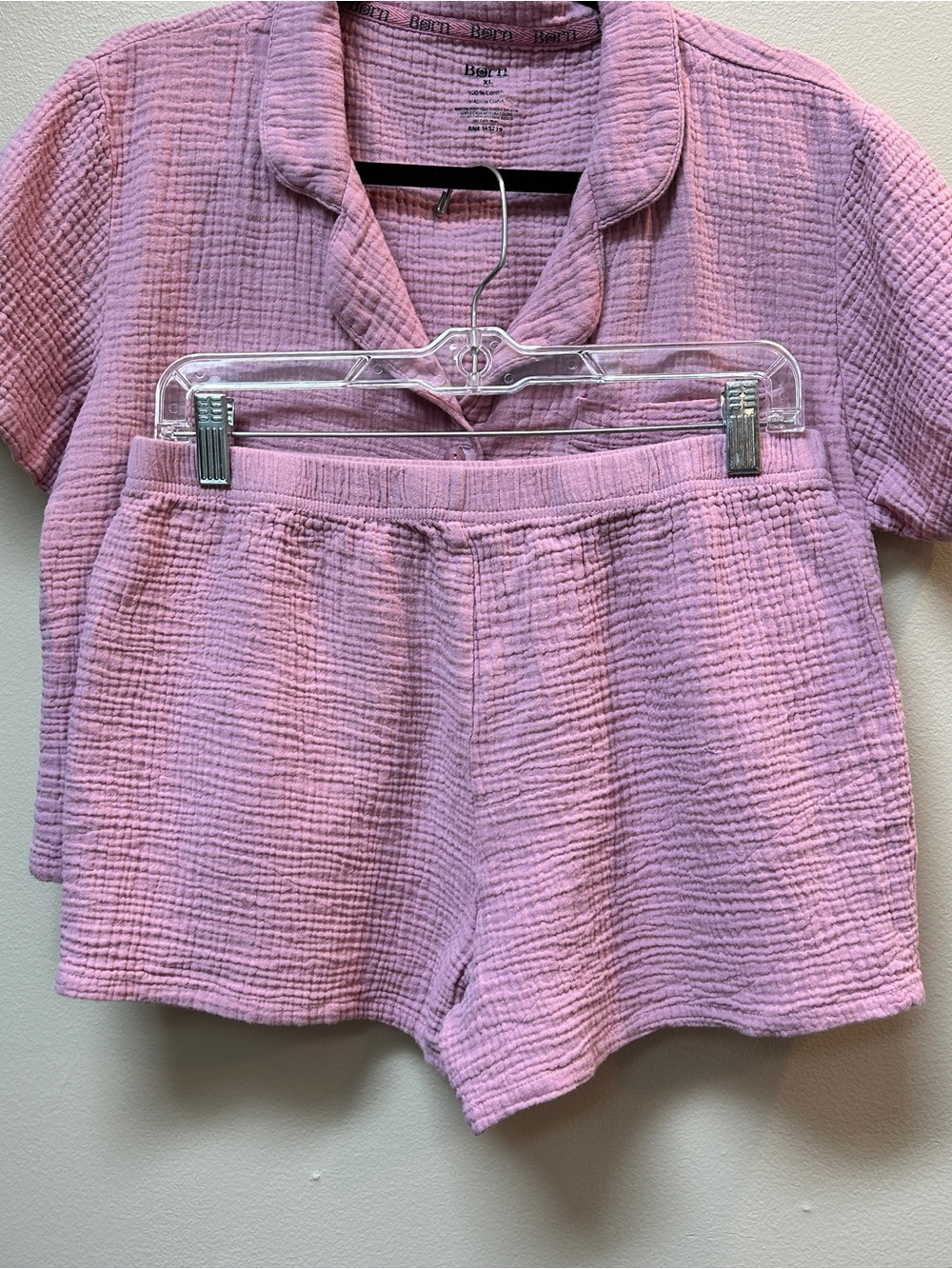 Born Light Pink Two-Piece Short Sleeve Pajama Set - Picture 4 of 15